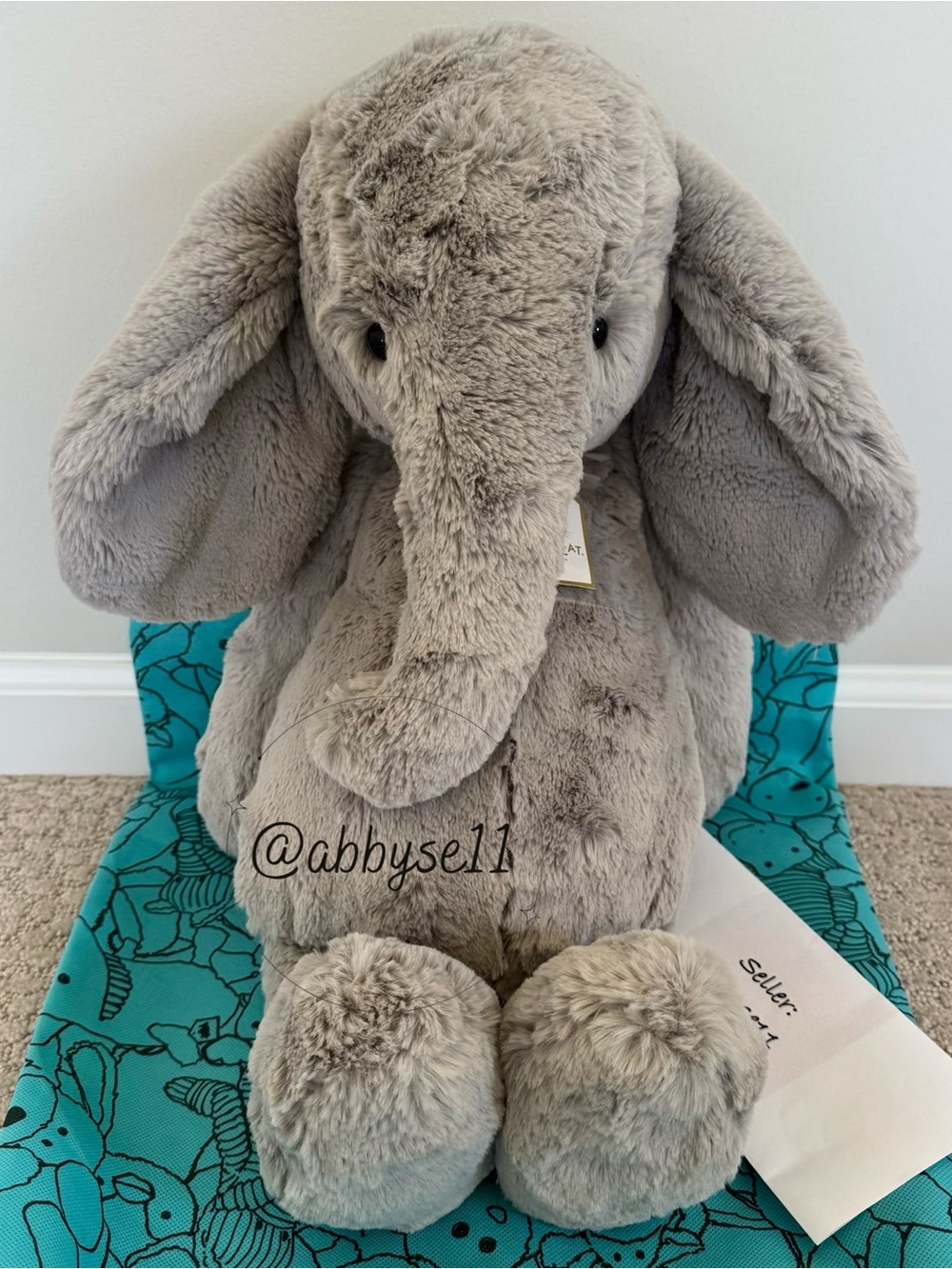 Jellycat Bashful Luxe Elephant Thuddeus - Huge/Big - Authentic -BNWT - Fast Ship